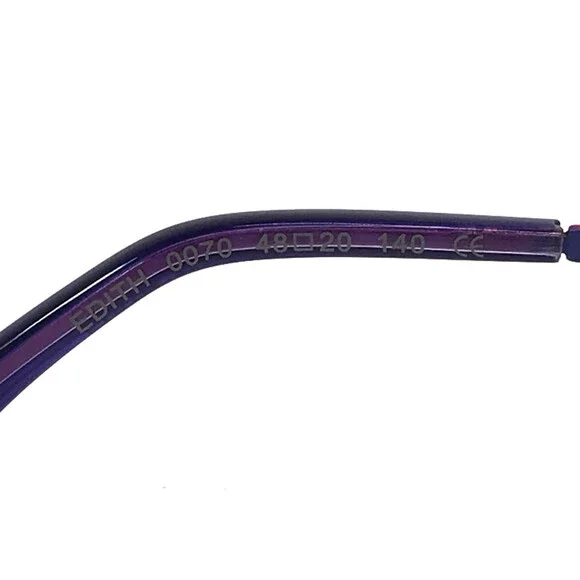 BOZ Eyeglasses Frames EDITH 0070 Black Noir Purple with Stone Amethyst 48-20-140 - Picture 9 of 11